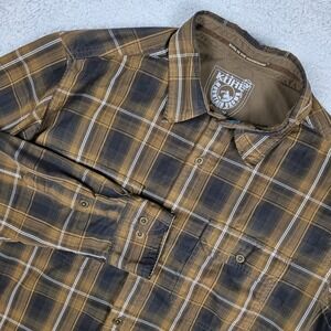 Kuhl (Men's Medium) Brown Plaid Eluxur Shirt Long Sleeve Hiking Outdoor Gorpcore
